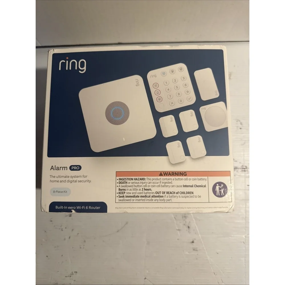 Ring Alarm Pro Home Security Kit Wi-Fi 6 router built-in 8 piece White New Open